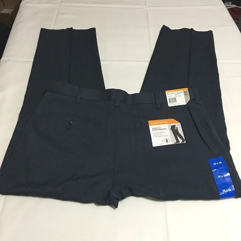 Savane Dress Pants Mens 38x30 Dark Sapphire Stretch Performance NWT $75.00